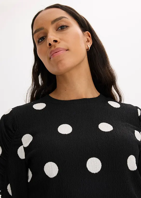 T-shirt manches longues en crêpe texturé, bonprix