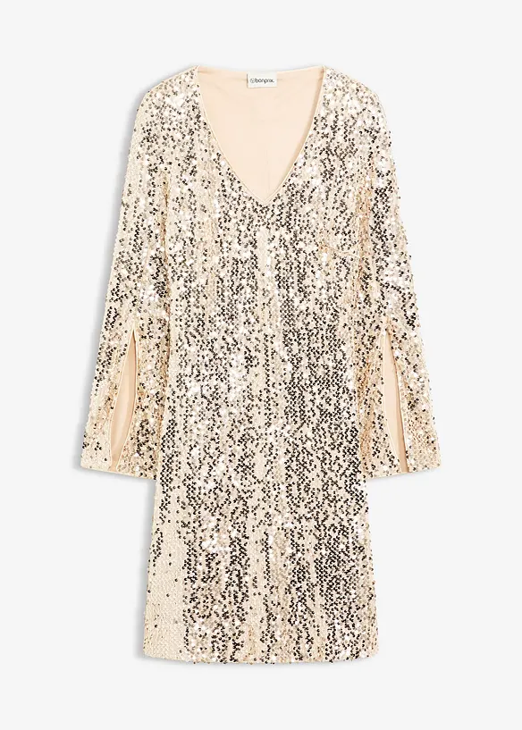 Robe à sequins et manches trompette, bonprix