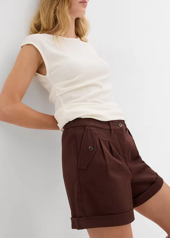 Short en twill, taille haute, bonprix