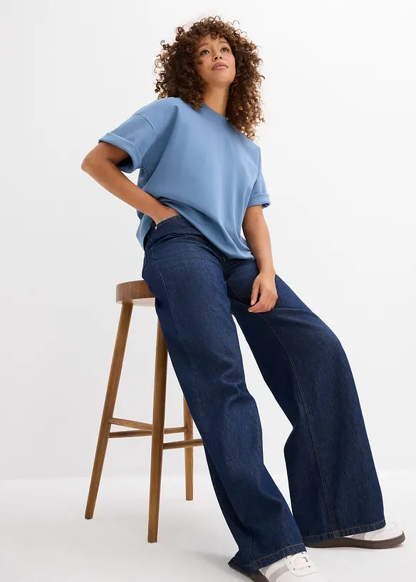 T-shirt court et oversize en pur coton épais, bonprix