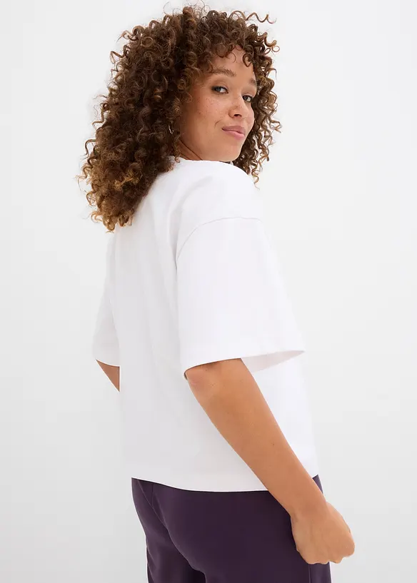 T-shirt court et oversize en pur coton épais, bonprix