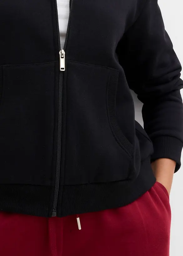 Sweat zippé 100% coton, bonprix