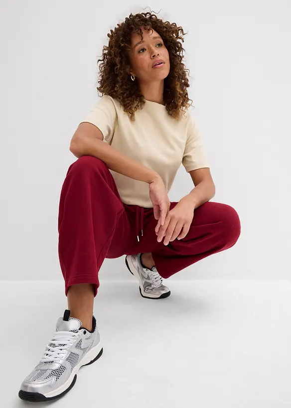 Pantalon barrel en molleton 100% coton, bonprix