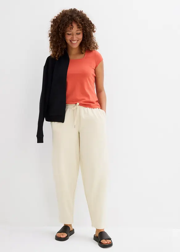 Pantalon barrel en molleton 100% coton, bonprix