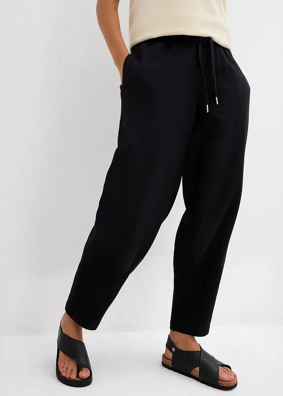 Pantalon barrel en molleton 100% coton, bonprix