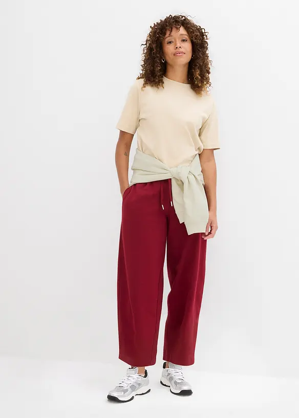 Pantalon barrel en molleton 100% coton, bonprix