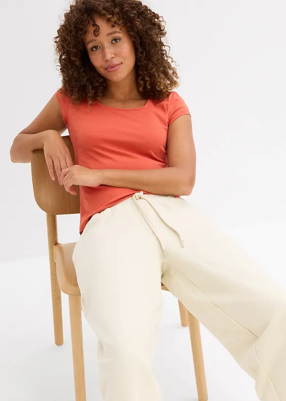 Pantalon barrel en molleton 100% coton, bonprix