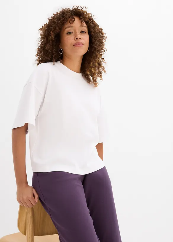 T-shirt court et oversize en pur coton épais, bonprix