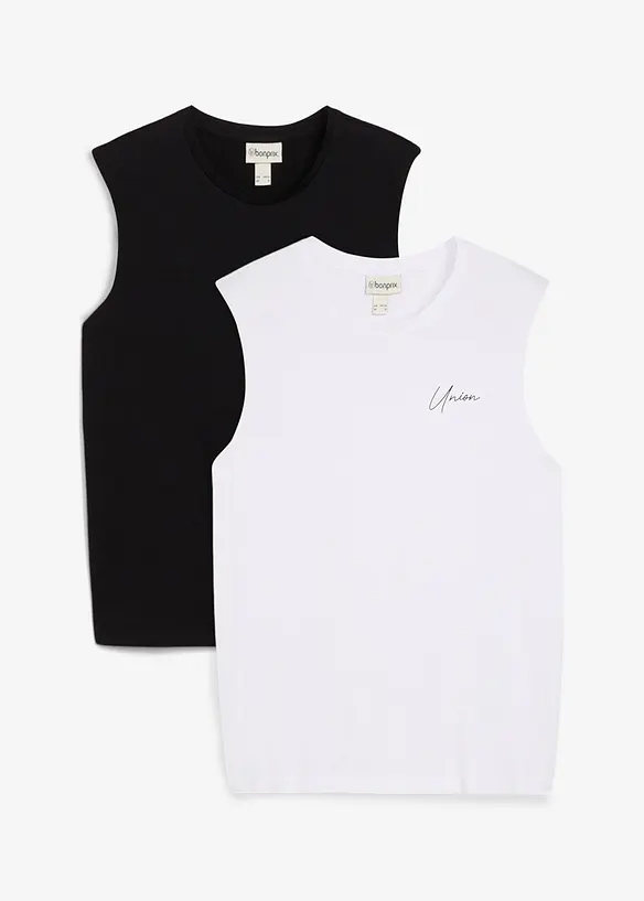 Lot de 2 débardeurs marcel 100% coton, loose, bonprix