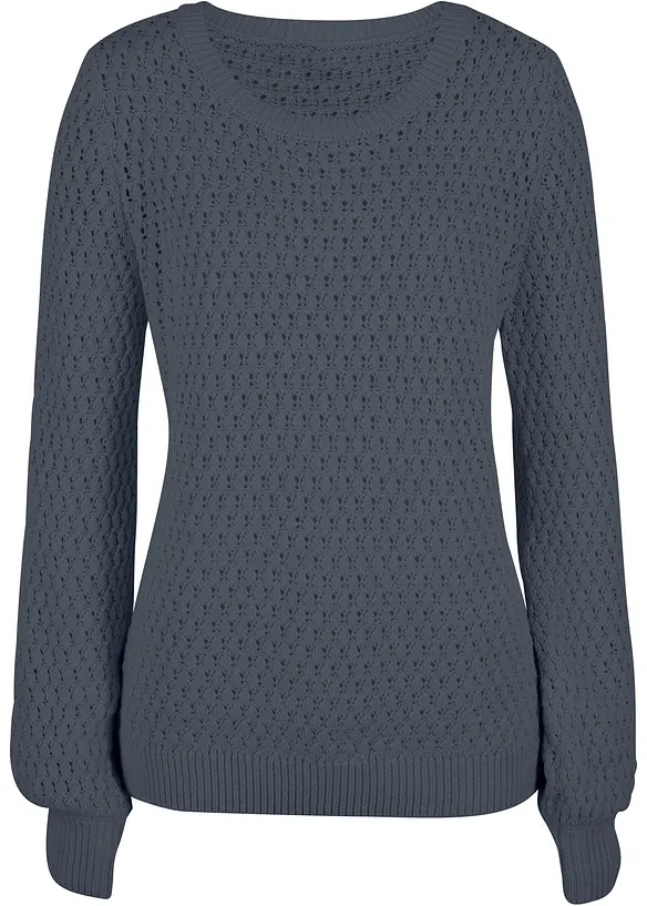 Pull en maille texturée de coton mélangé, bonprix
