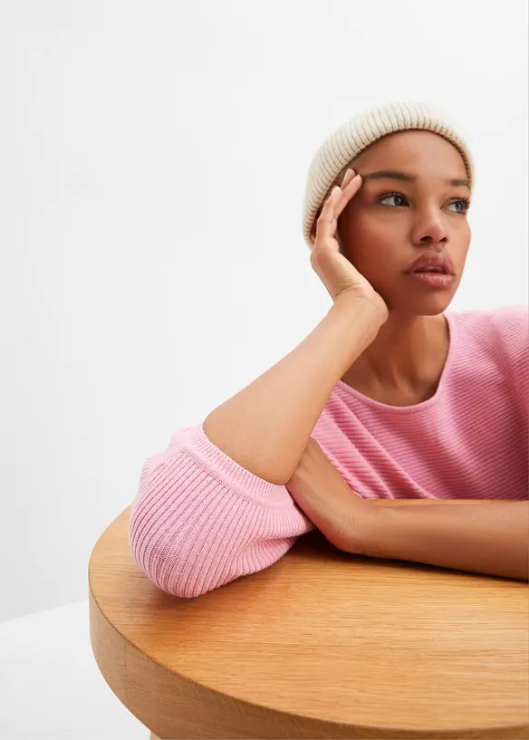 Pull côtelé oversize en viscose mélangée, bonprix