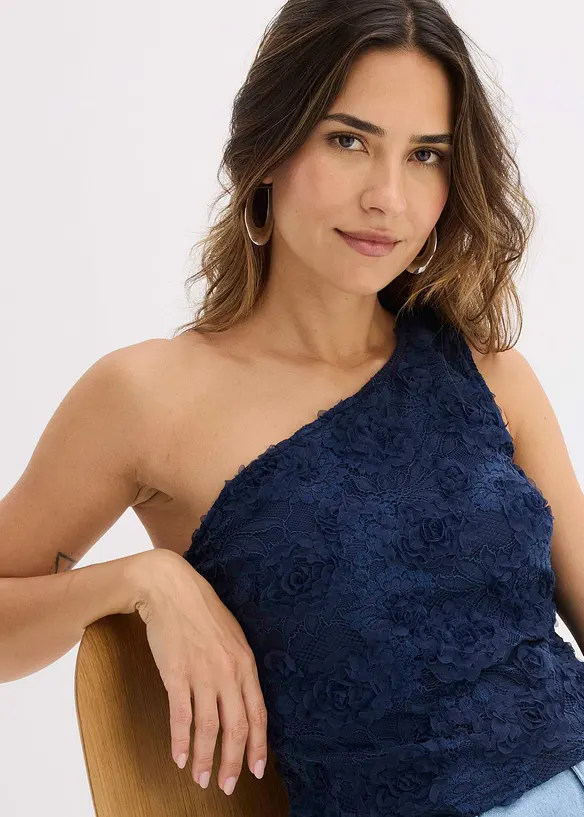 Top brodé une épaule, bonprix