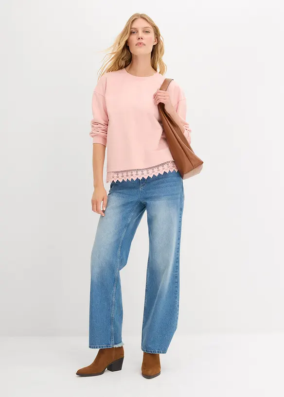 Sweat à empiècement en dentelle, bonprix