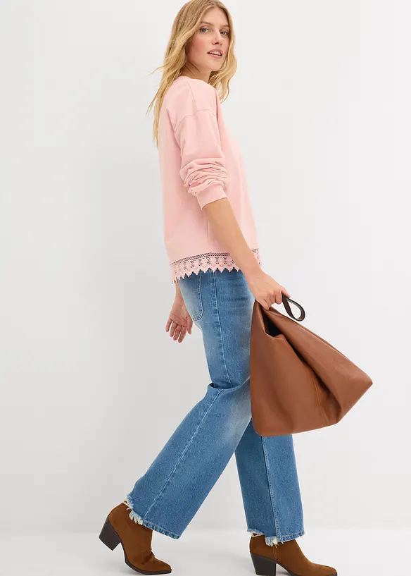 Sweat à empiècement en dentelle, bonprix