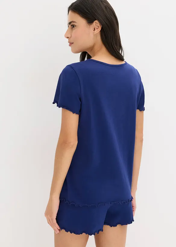 Pyjashort avec T-shirt à col boutonné, bonprix