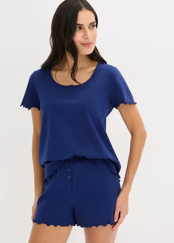 Pyjashort avec T-shirt à col boutonné, bonprix