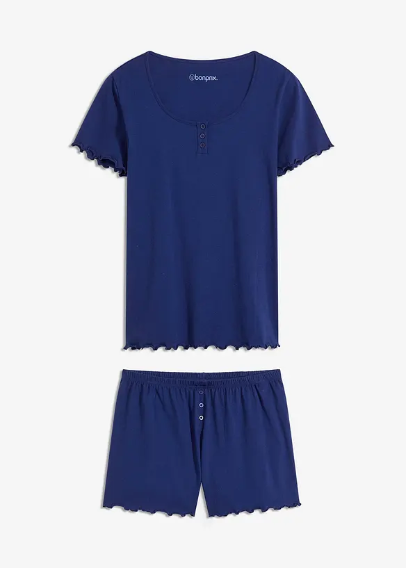 Pyjashort avec T-shirt à col boutonné, bonprix