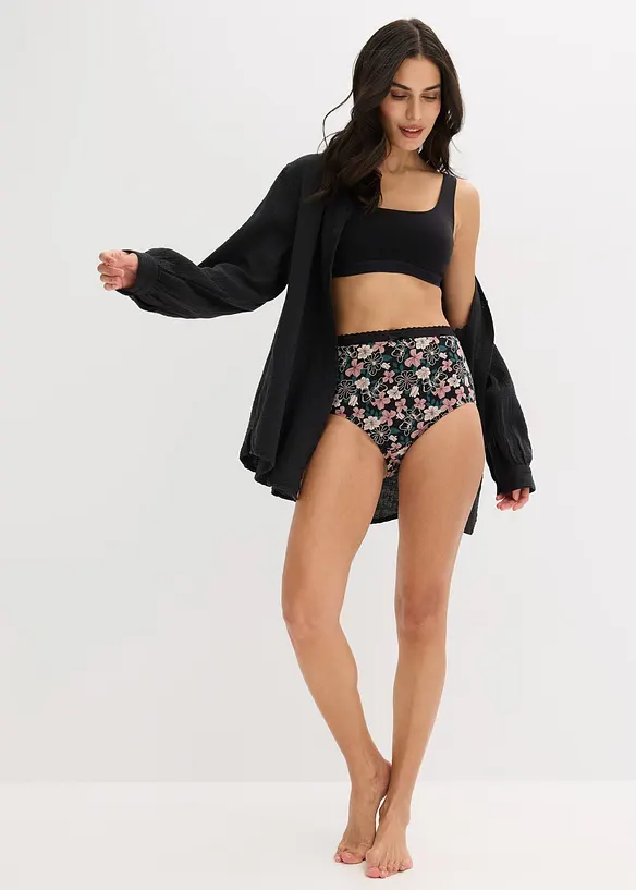 Lot de 4 slips coton taille haute, bonprix