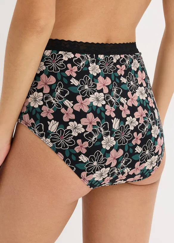 Lot de 4 slips coton taille haute, bonprix