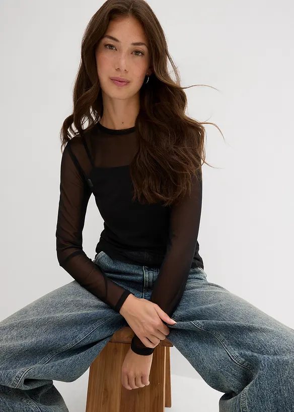 T-shirt manches longues en mesh, bonprix