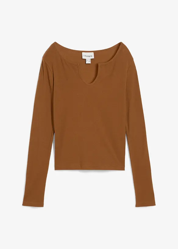 T-shirt court en coton côtelé, bonprix