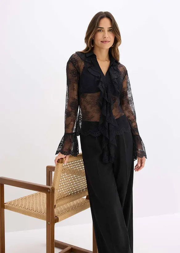 Blouse à dentelle tendance, bonprix