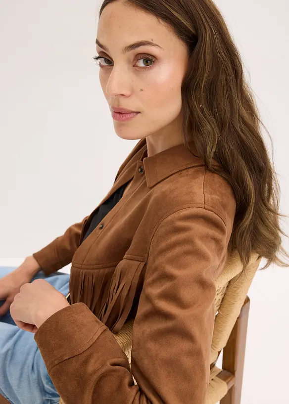 Veste en suédine à franges, bonprix
