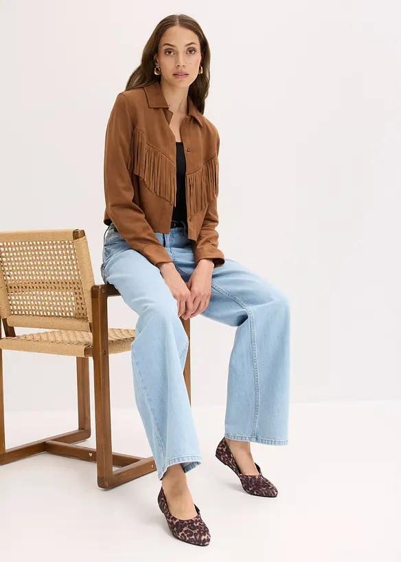 Veste en suédine à franges, bonprix