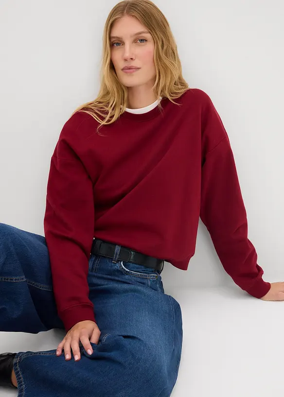 Sweat oversize court 100% coton, bonprix