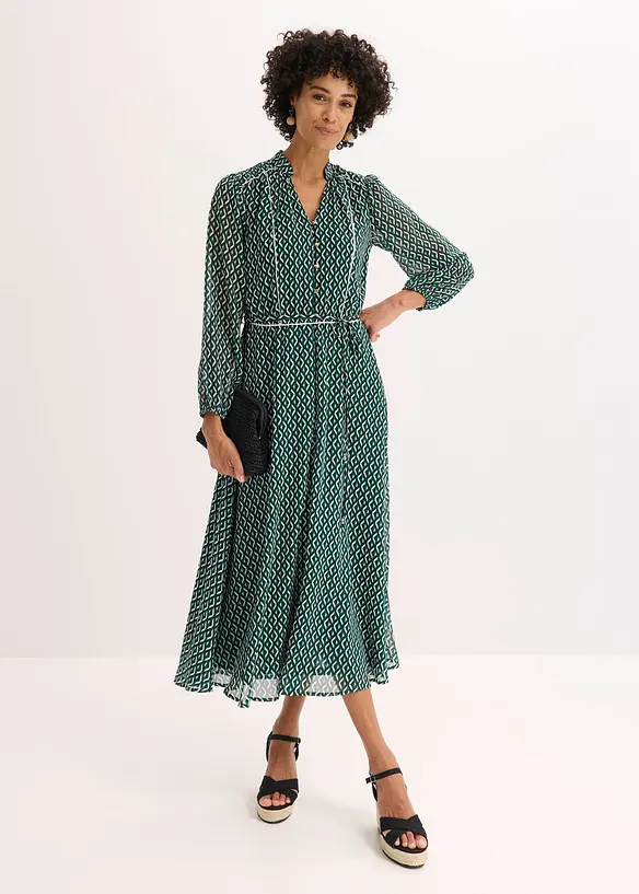 Robe en mousseline à passepoils contrastants, bonprix