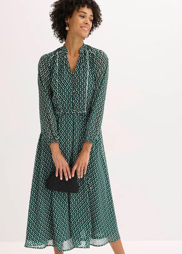 Robe en mousseline à passepoils contrastants, bonprix