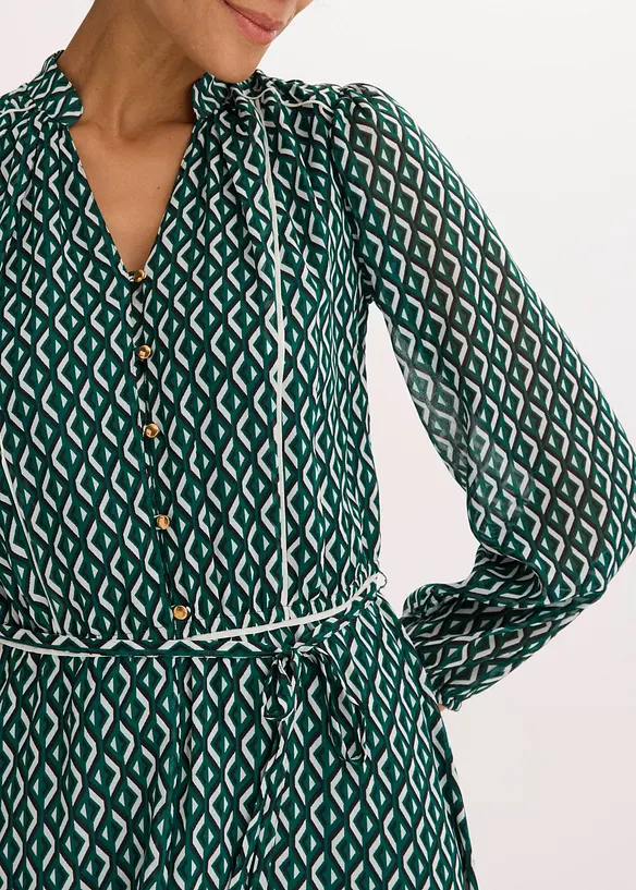 Robe en mousseline à passepoils contrastants, bonprix