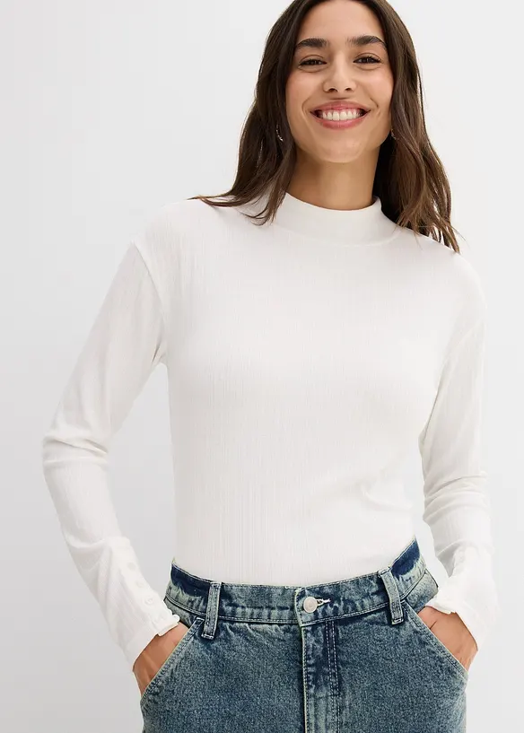 T-shirt manches longues côtelé, bonprix