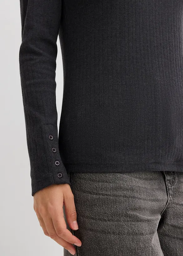 T-shirt manches longues côtelé, bonprix