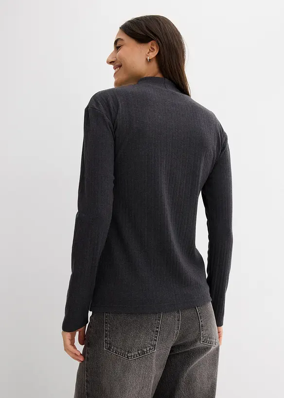 T-shirt manches longues côtelé, bonprix