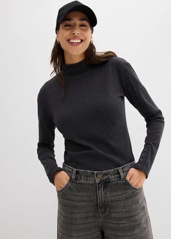 T-shirt manches longues côtelé, bonprix