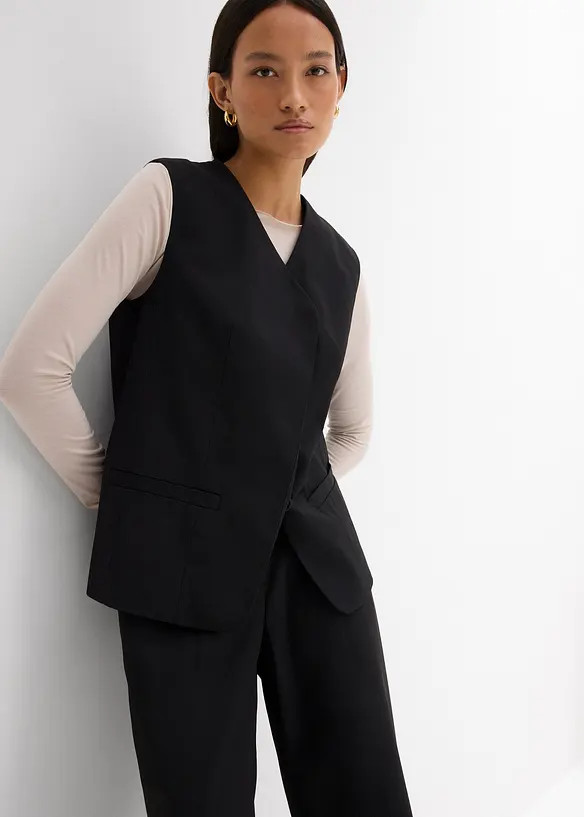 Gilet sans manches long à texture twill, bonprix