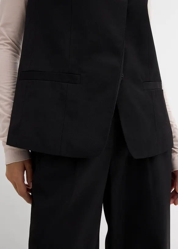 Gilet sans manches long à texture twill, bonprix