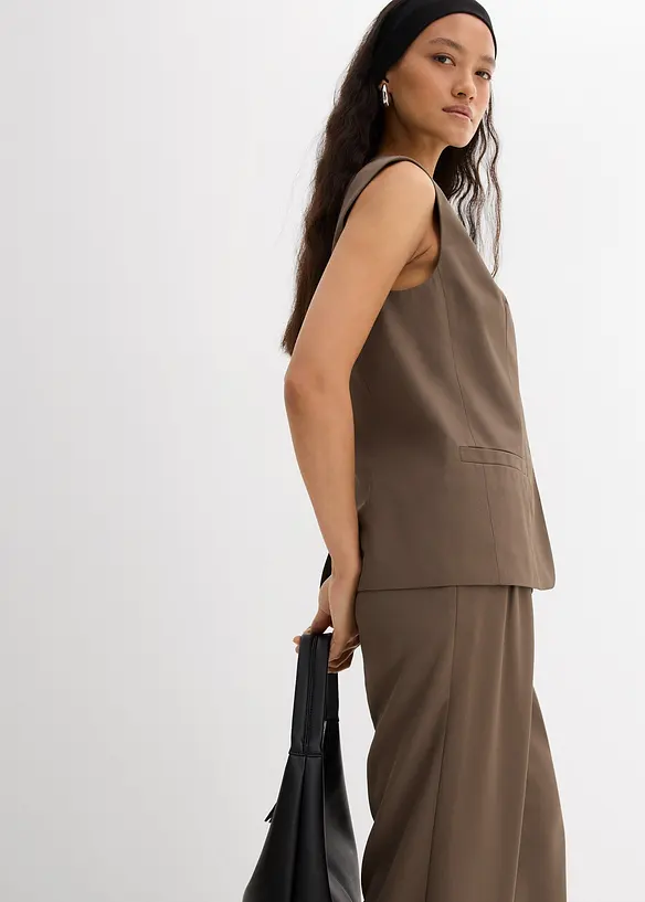 Gilet sans manches long à texture twill, bonprix