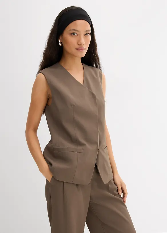 Gilet sans manches long à texture twill, bonprix