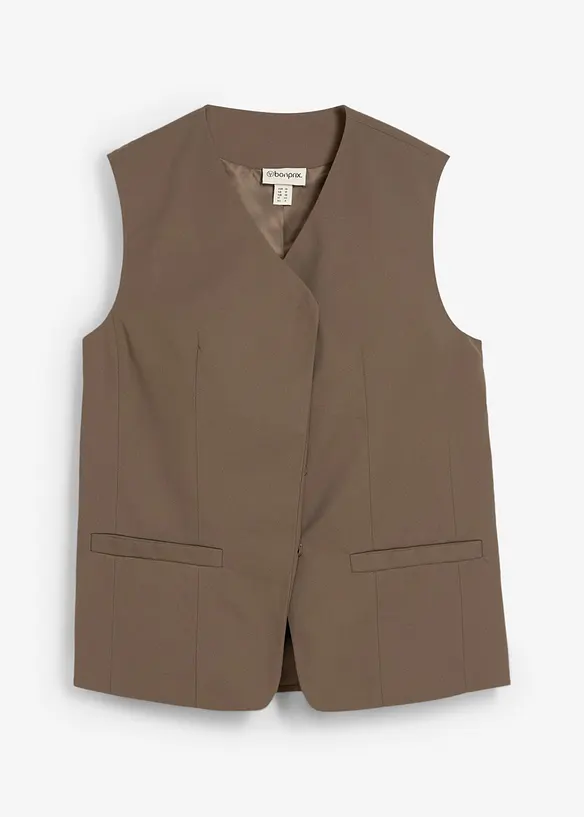 Gilet sans manches long à texture twill, bonprix