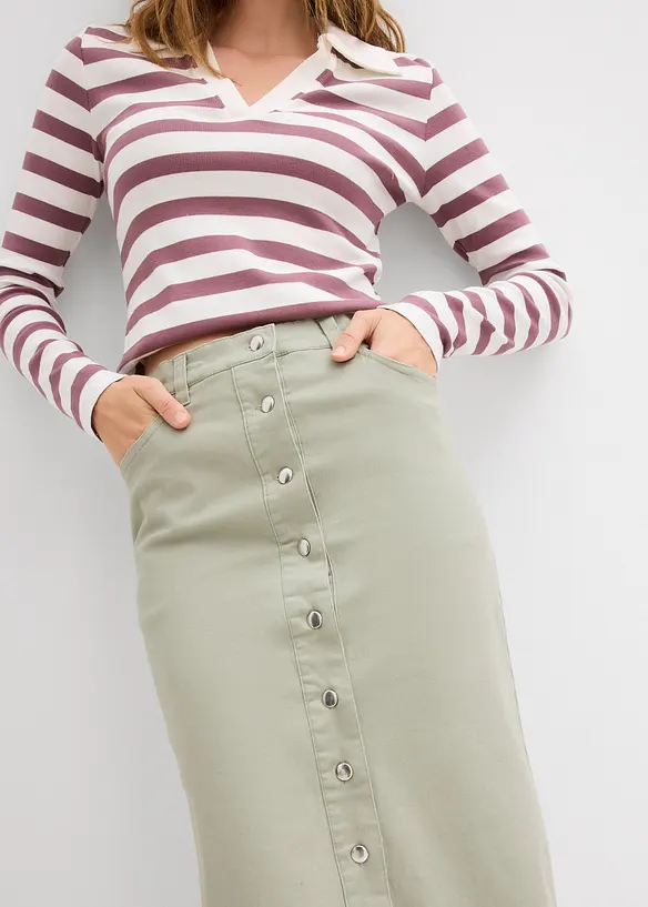 Jupe midi en twill, bonprix