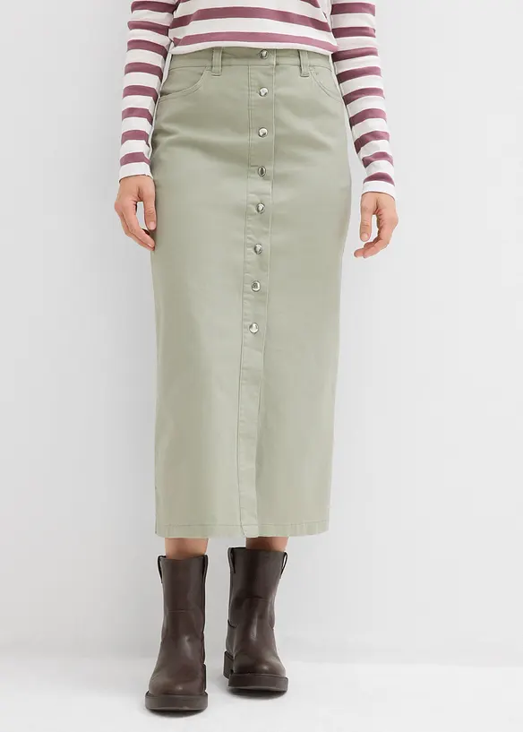 Jupe midi en twill, bonprix