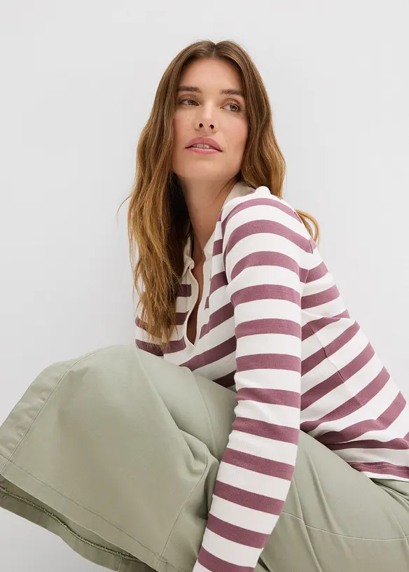 Polo côtelé à manches longues, bonprix