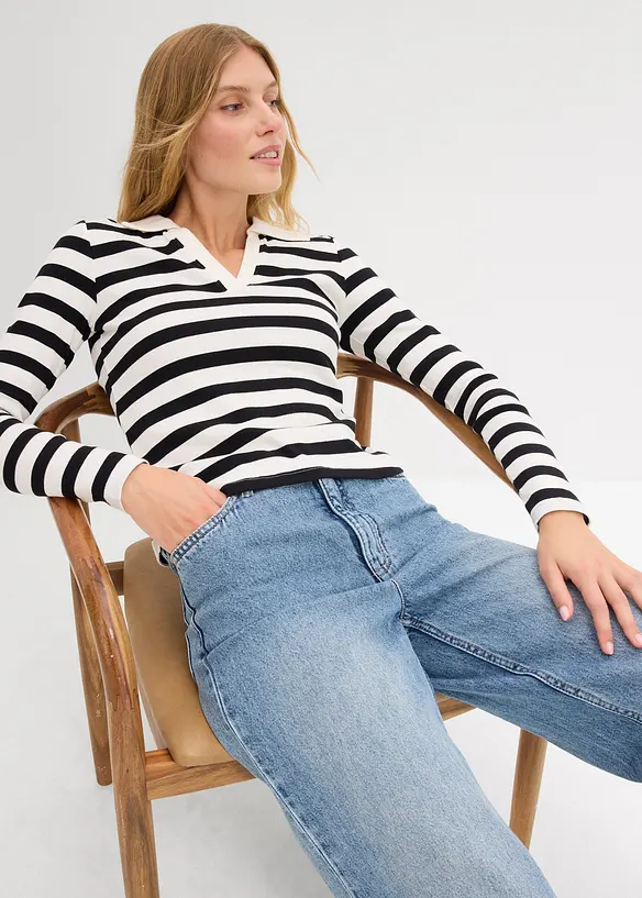 Polo c&ocirc;tel&eacute; &agrave; manches longues, bonprix