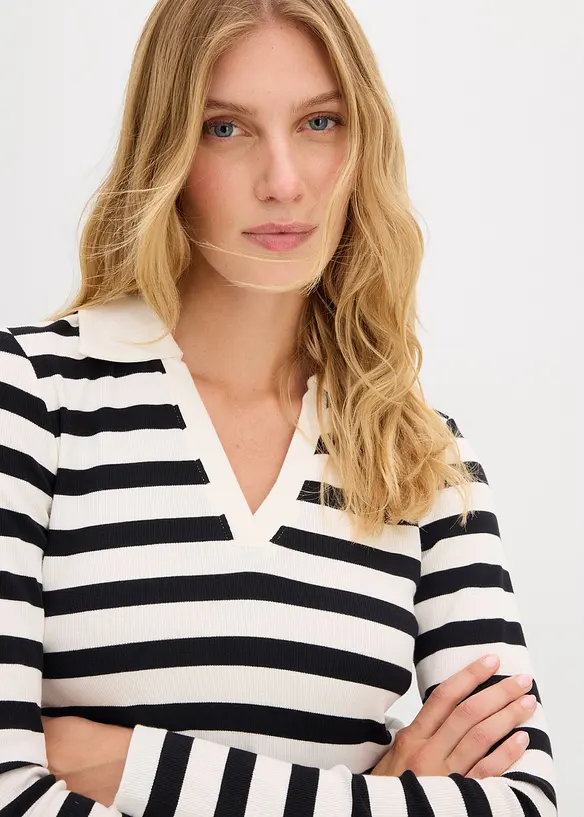 Polo c&ocirc;tel&eacute; &agrave; manches longues, bonprix