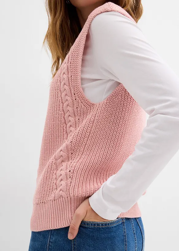 Pull sans manches en coton mélangé, bonprix