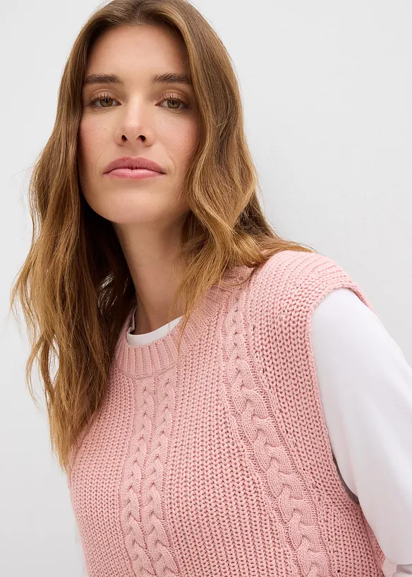 Pull sans manches en coton mélangé, bonprix