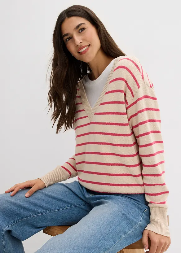 Pull en coton mélangé, bonprix