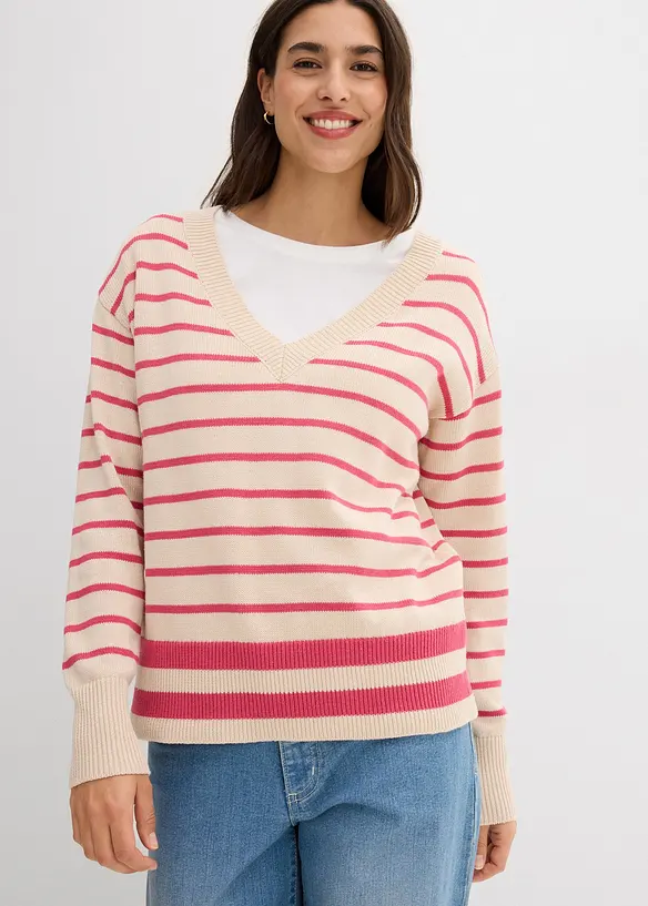 Pull en coton mélangé, bonprix